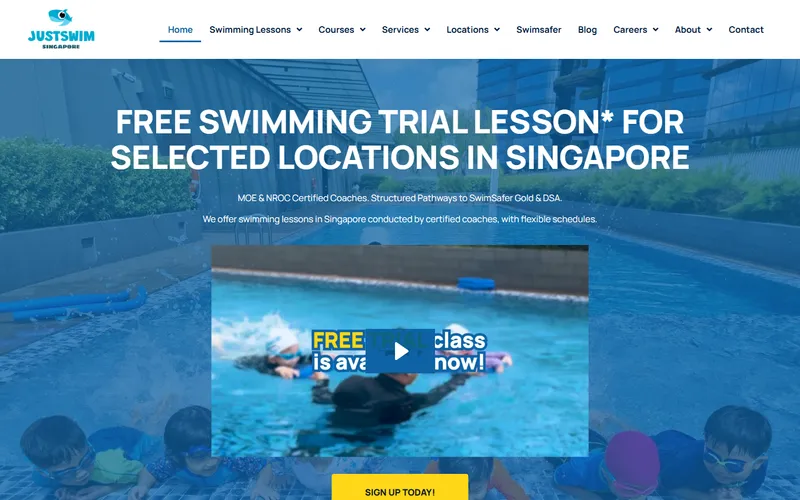 JustSwim homepage