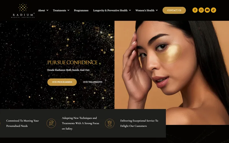 Radium Medical Aesthetics homepage