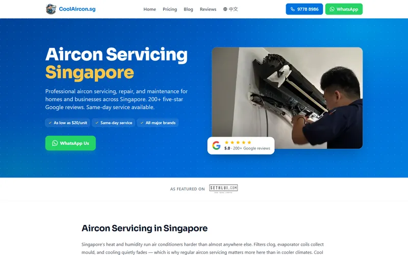 CoolAircon Singapore homepage