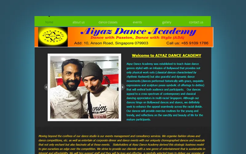 Aiyaz Dance Academy homepage