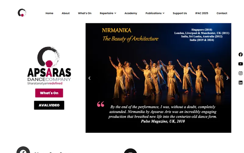 Apsaras Arts Academy homepage
