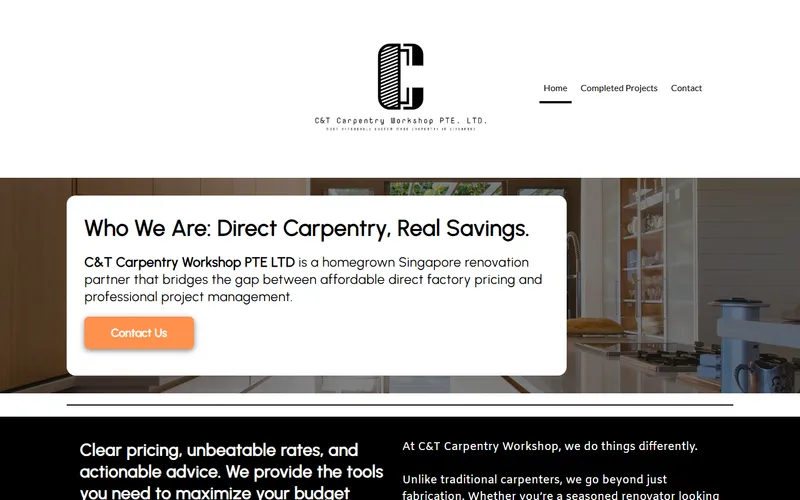 C and T Carpentry Workshop Singapore website homepage