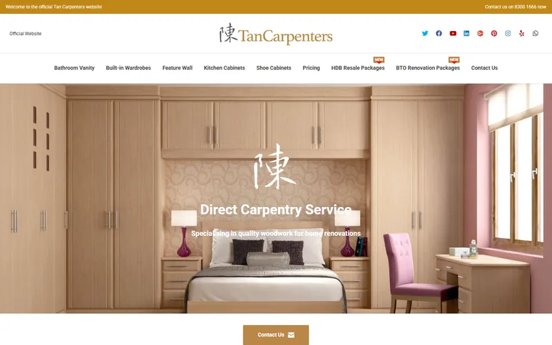 Tan Carpenters Singapore website homepage