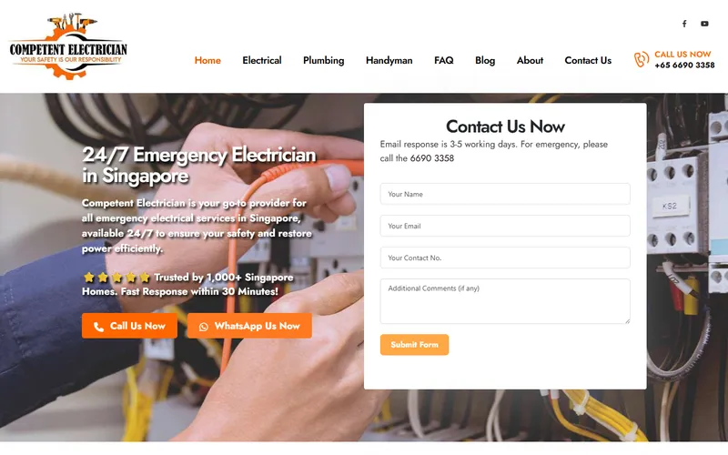 Competent Electrician Singapore homepage