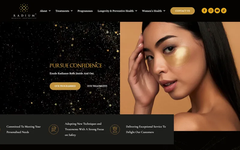 Radium Medical Aesthetics homepage
