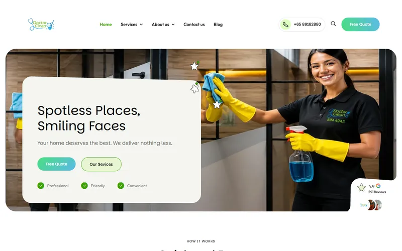 Doctor Clean home cleaning services Singapore website
