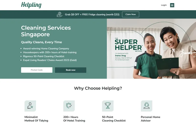 Helpling home cleaning services Singapore website