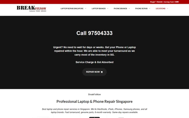 BreakFixNow homepage