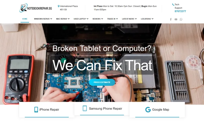 Notebook Repair homepage