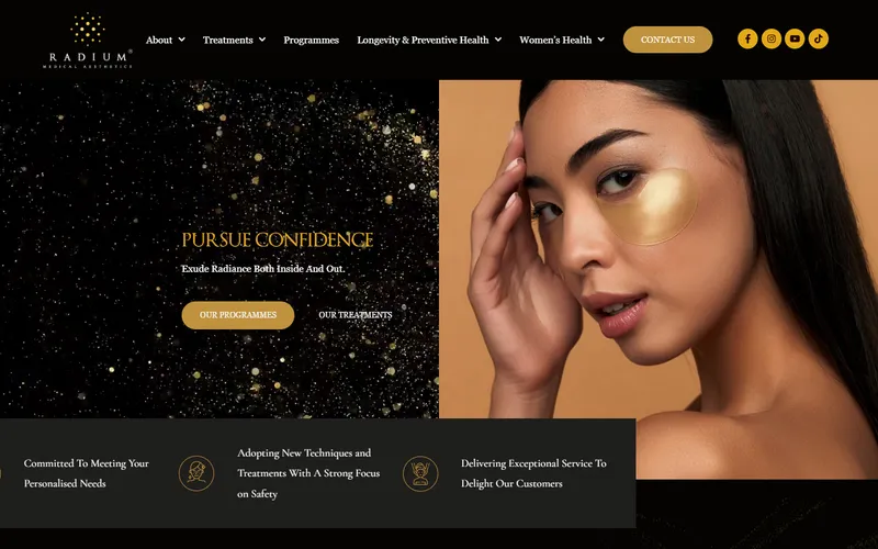 Radium Medical Aesthetics homepage