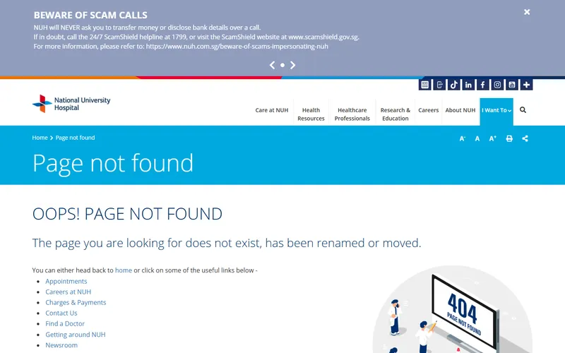 National University Hospital homepage