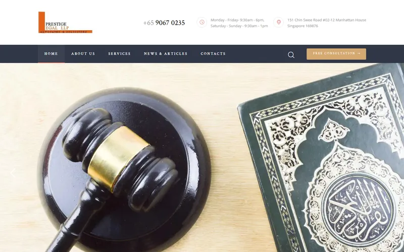 Prestige Legal LLP homepage