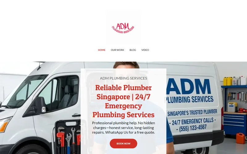 ADM Plumbing homepage