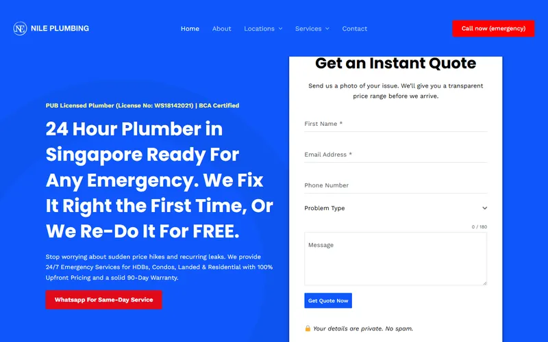Nile Plumbing homepage