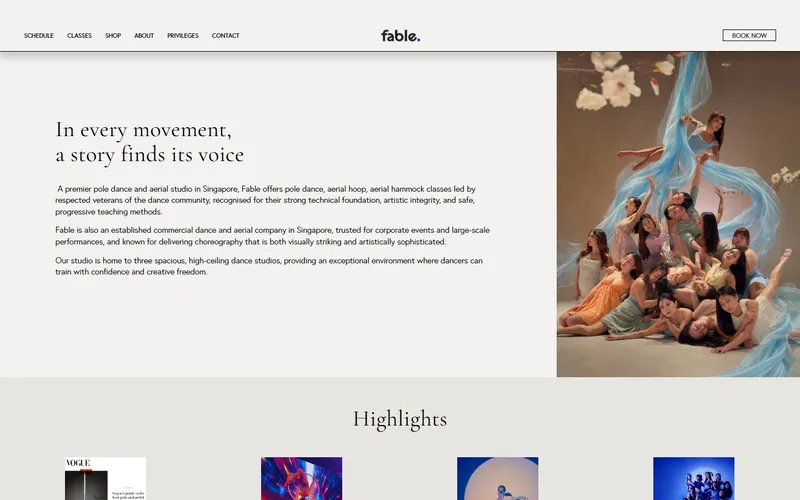 Fable Dance Co. homepage