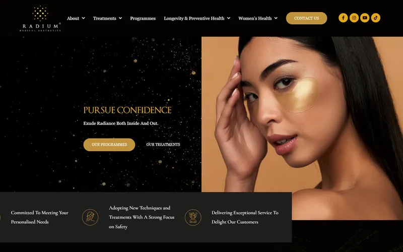 Radium Medical Aesthetics homepage