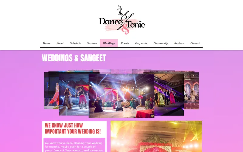 Dance & Tonic weddings and sangeet homepage