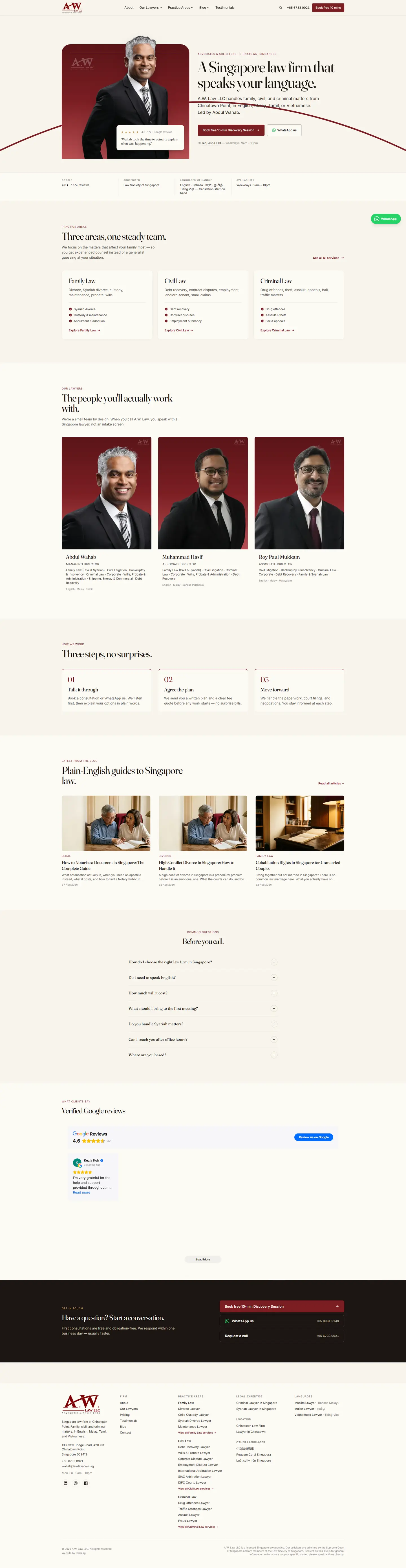 A.W. Law LLC full desktop website view