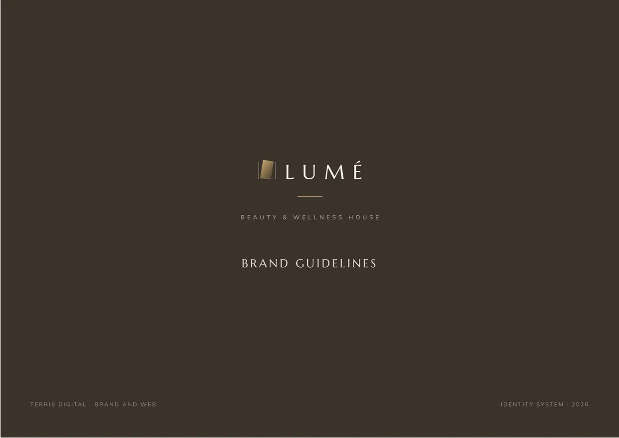 Lumé brand guidelines, page 1: Cover