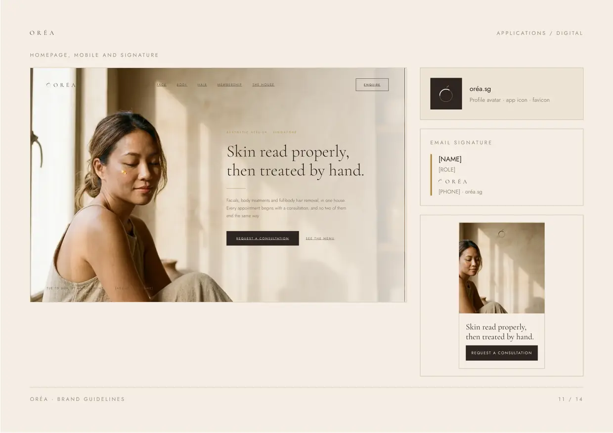 Oréa brand guidelines, page 11: Applications, digital