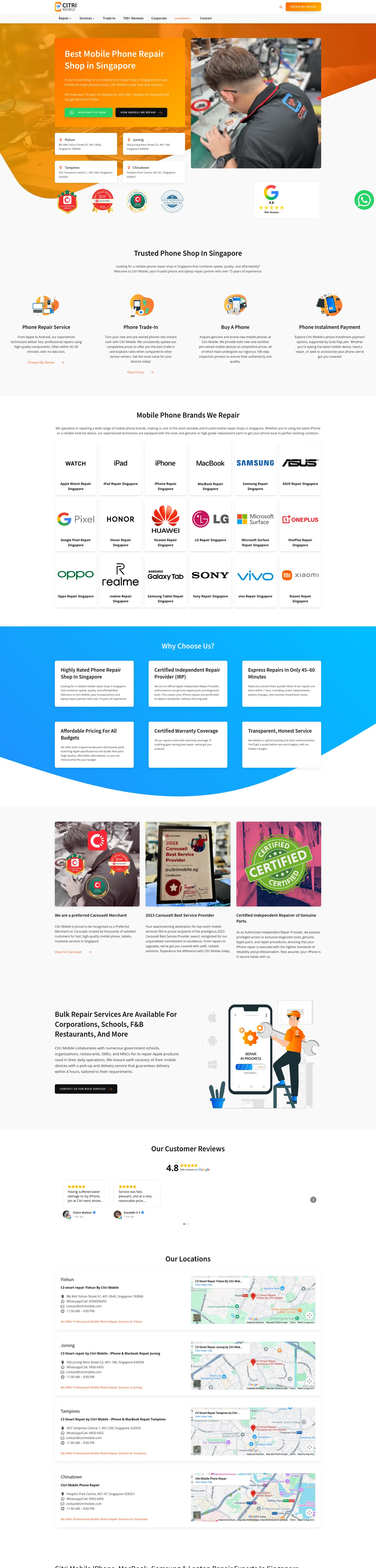 Citri Mobile full desktop website view