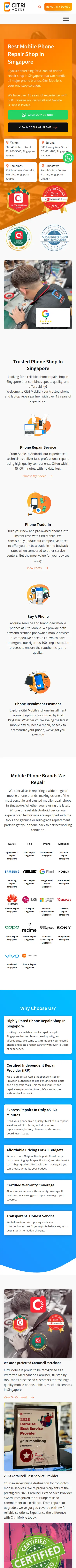 Citri Mobile full mobile website view