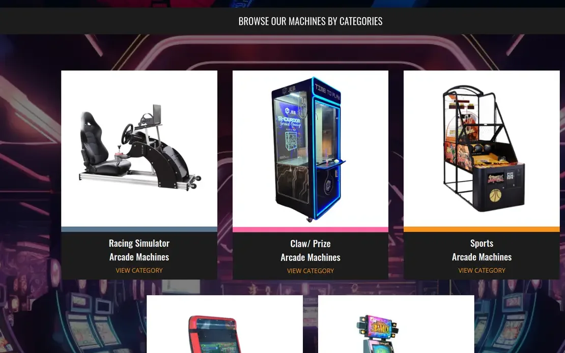 The new site: The categories, straight under the first screen