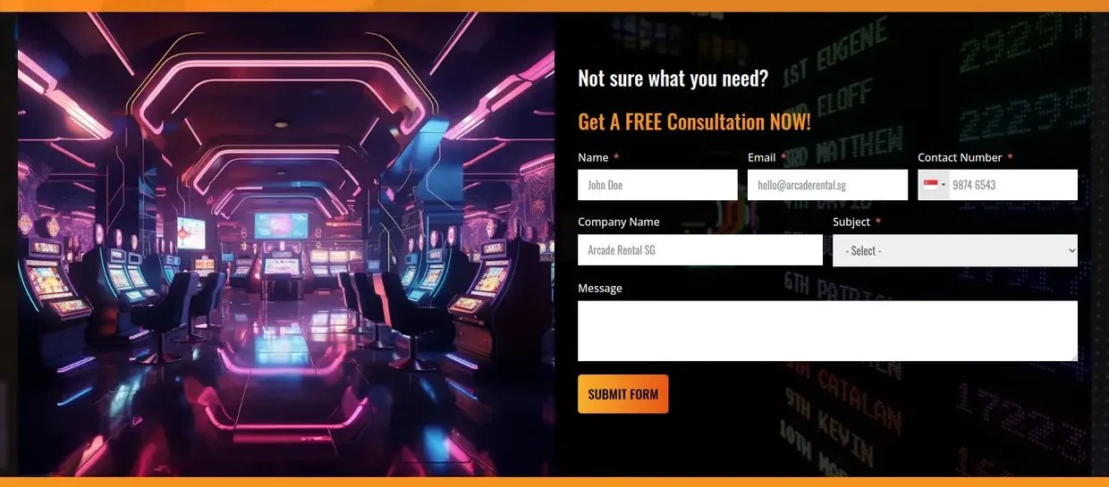 The new site: The consultation form at the foot of the homepage