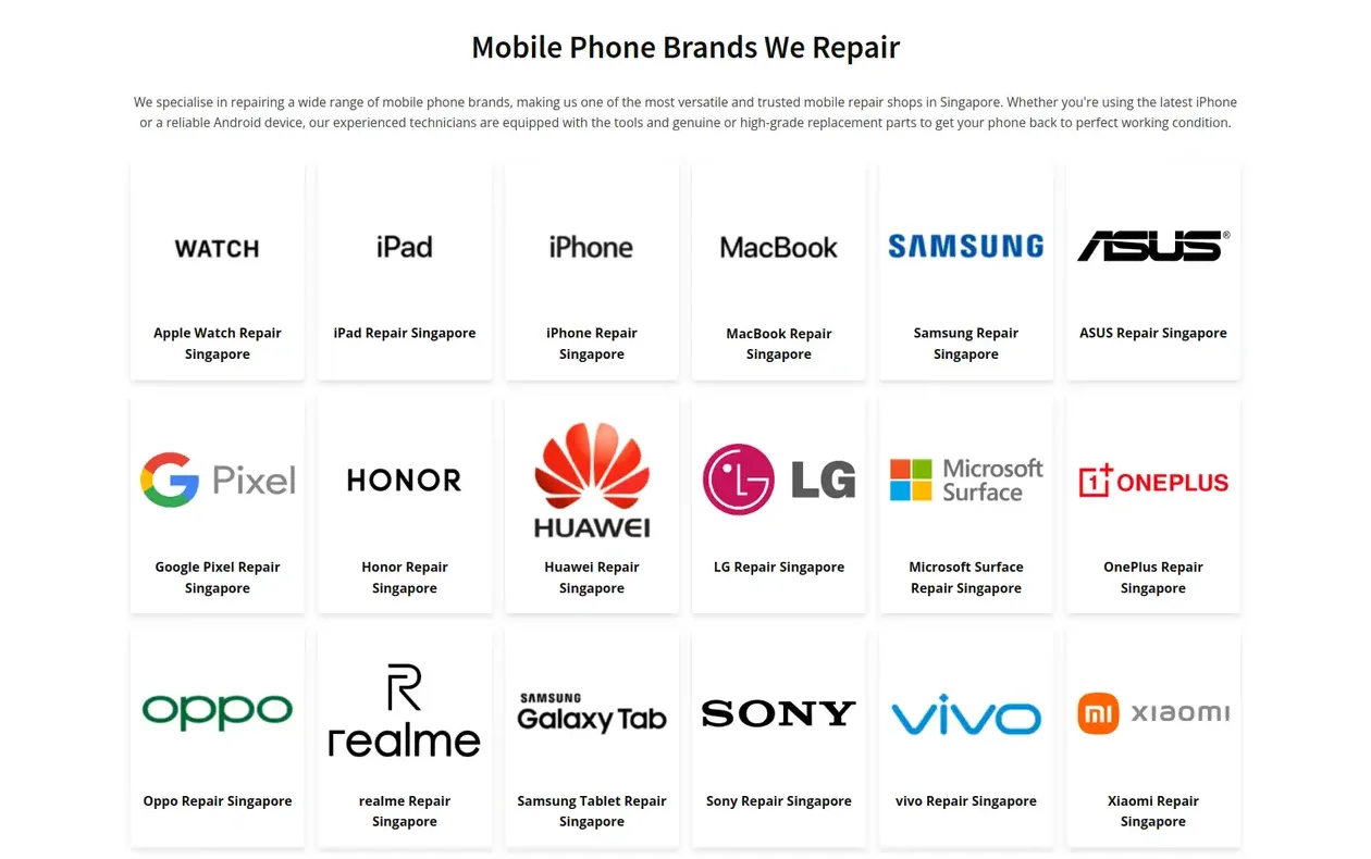 The new site: The brands, on the homepage