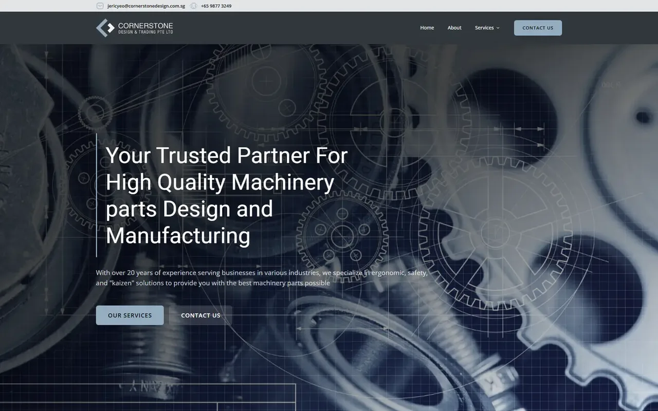 The new site: The first screen on desktop