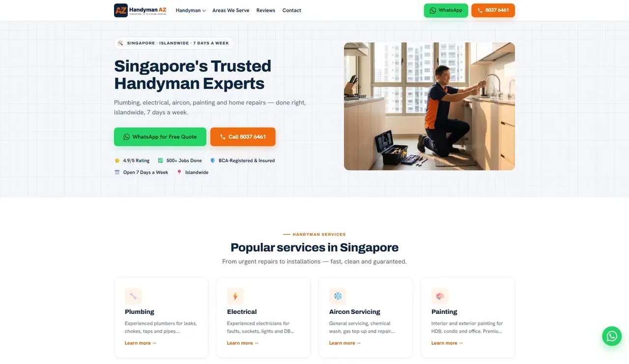 The new site: The first screen on desktop