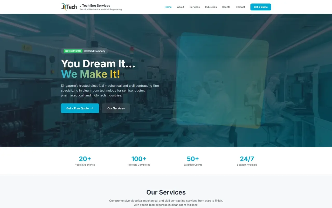 The new site: The first screen on desktop