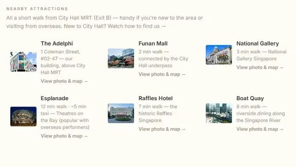 The new site: Nearby Attractions, under What Brings You Here?