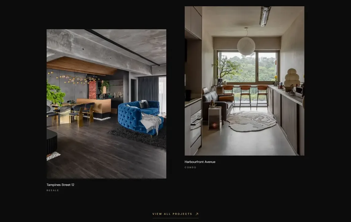 The new site: Selected work on the homepage, with View All Projects