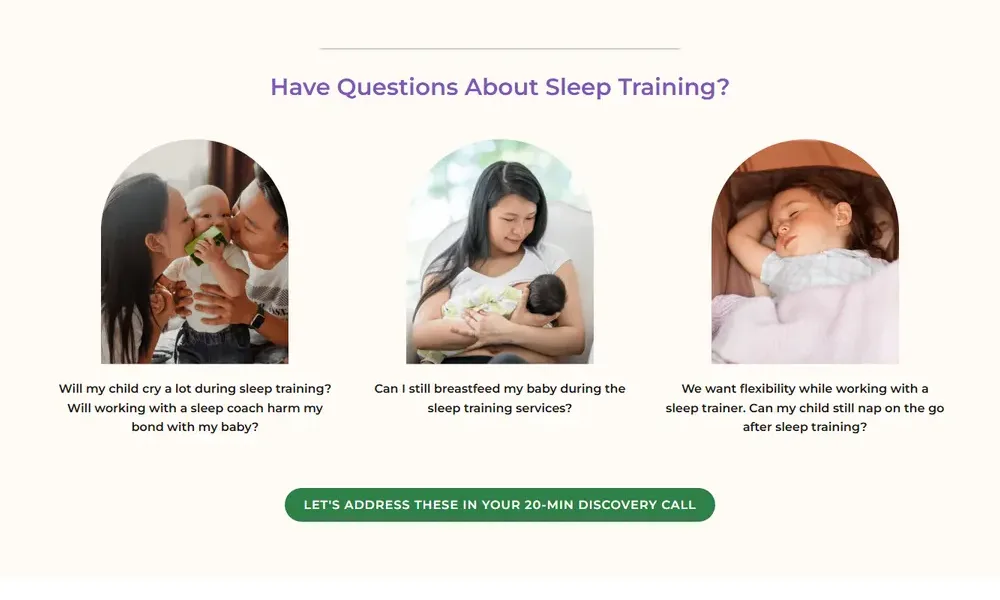 The new site: The questions about sleep training, on the homepage