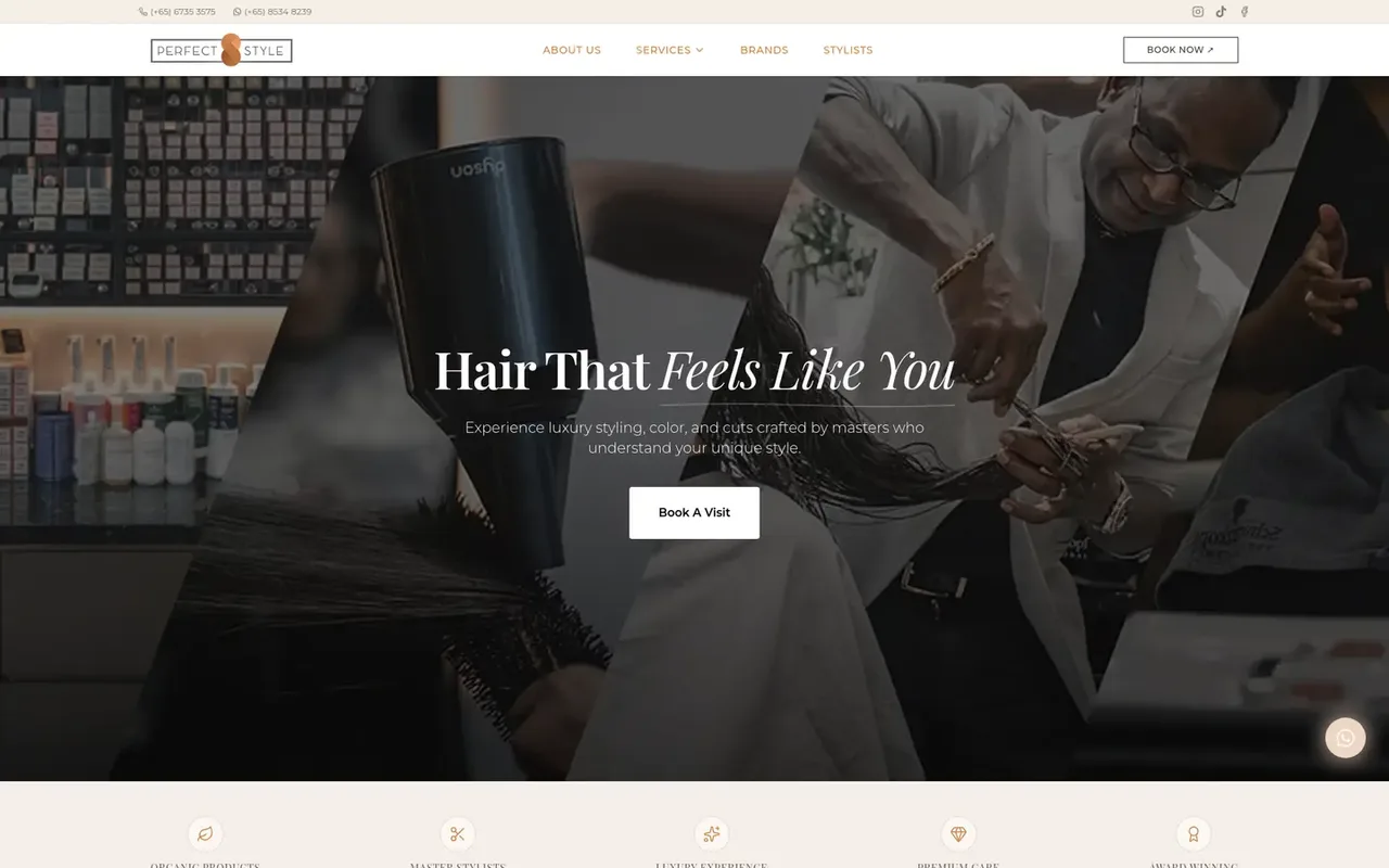 The new site: The first screen on desktop
