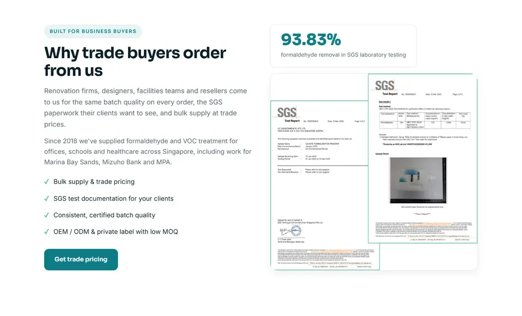 The new site: Why trade buyers order from us, under the first screen