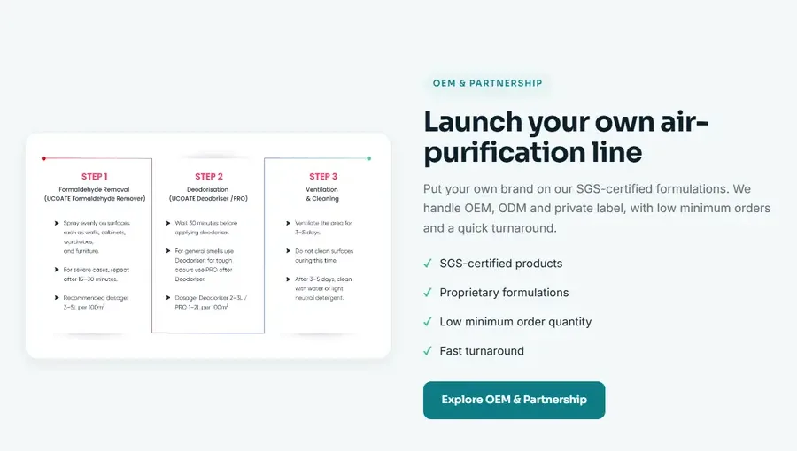 The new site: OEM & Partnership, near the foot of the homepage