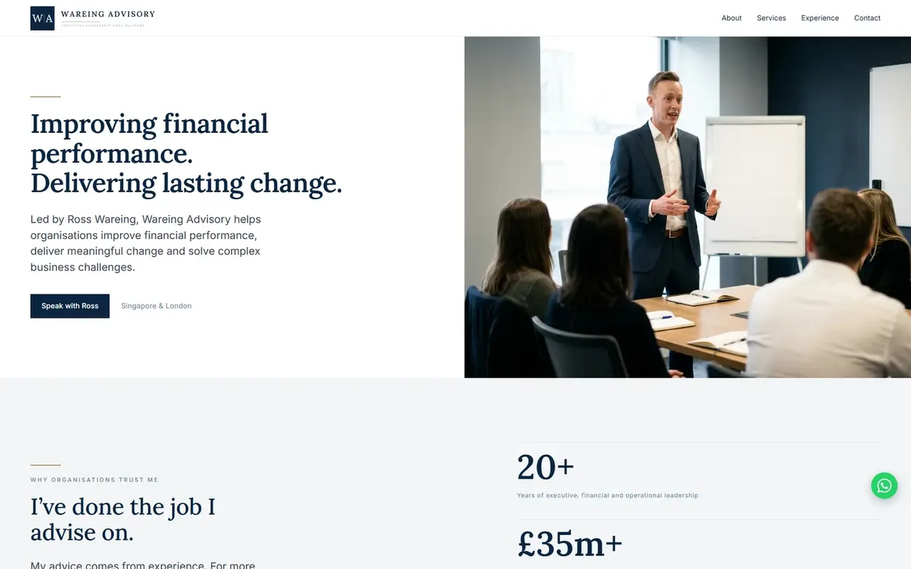 The new site: The first screen on desktop