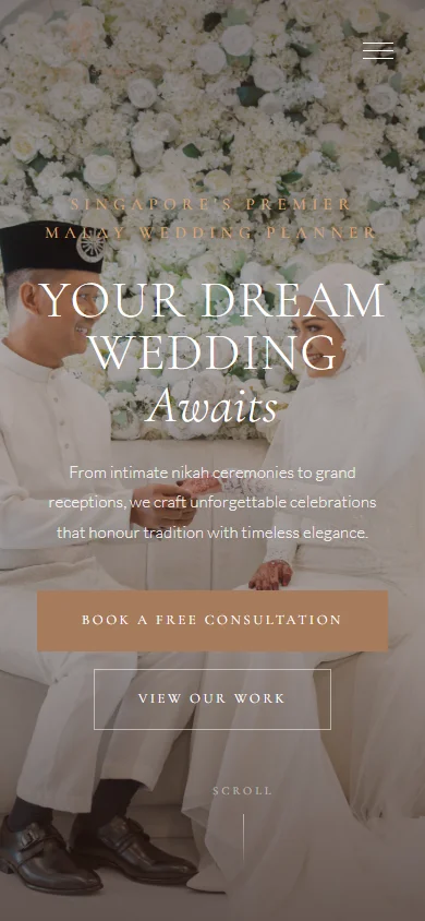 GFF Weddings redesign concept, phone view