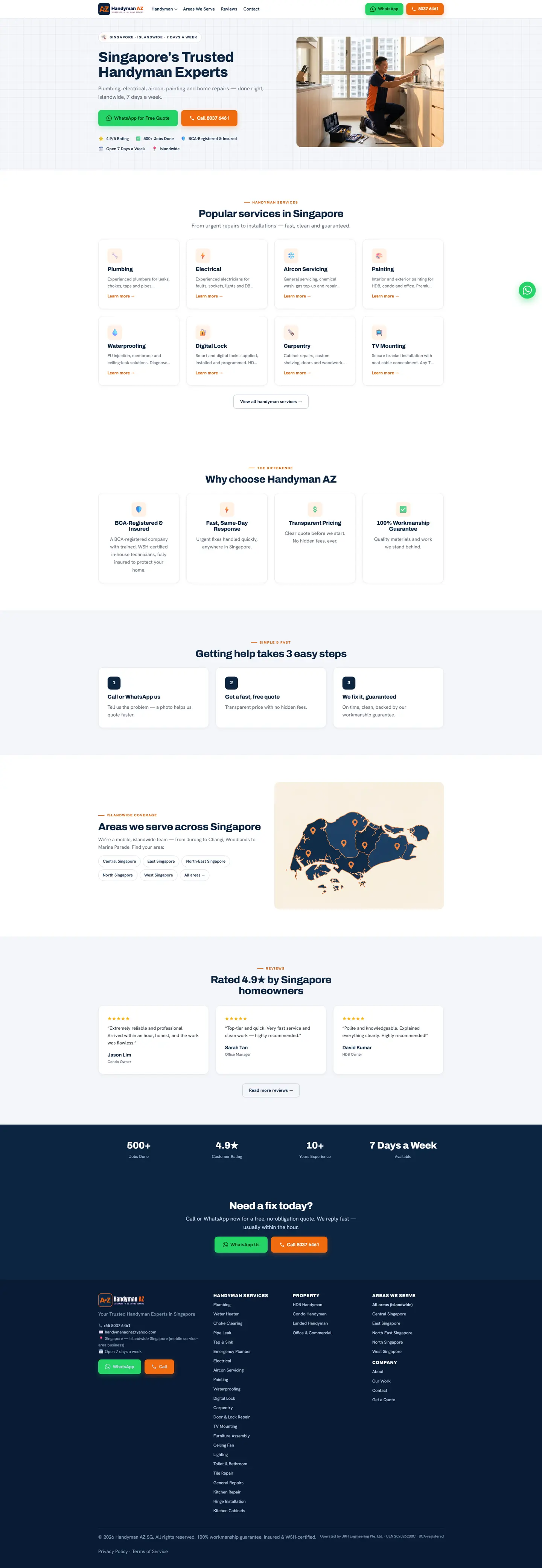 Handyman AZ SG full desktop website view