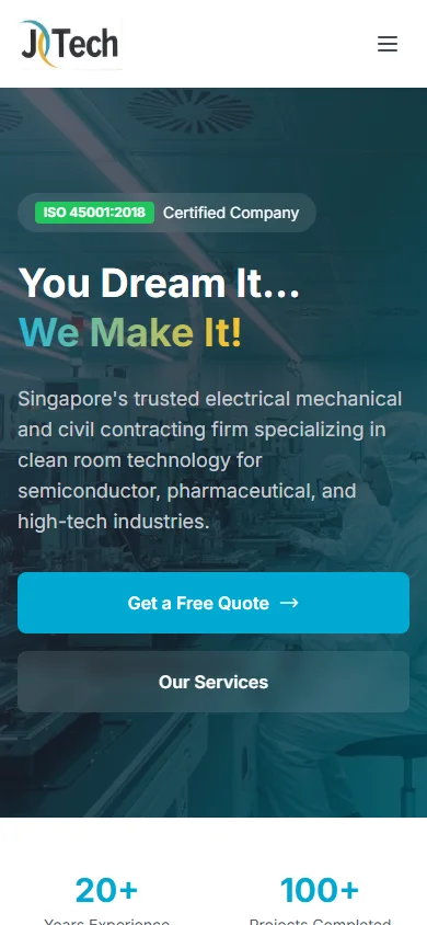 J Tech Eng Services on a phone, the first screen