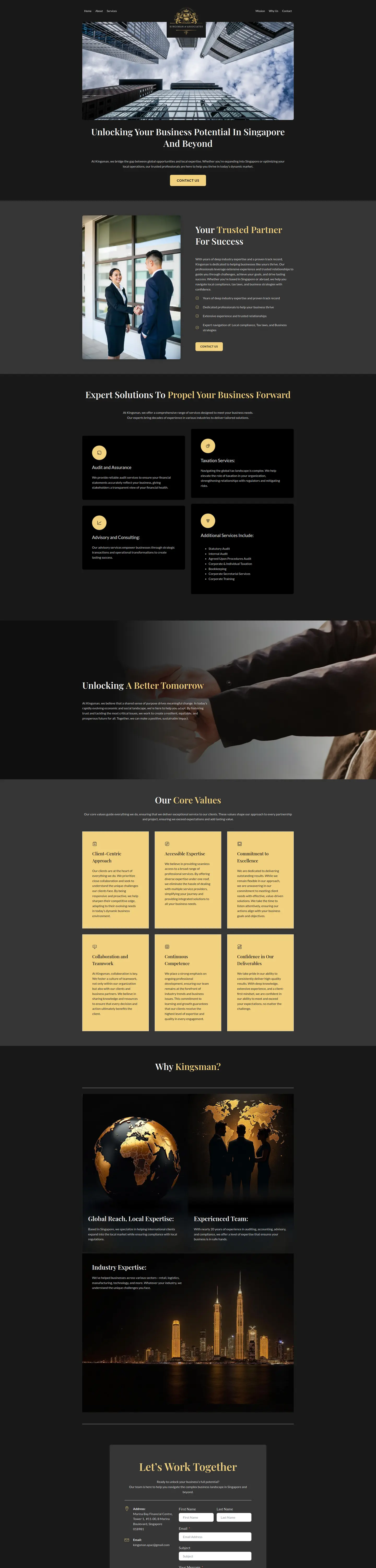 Kingsman & Associates full desktop website view