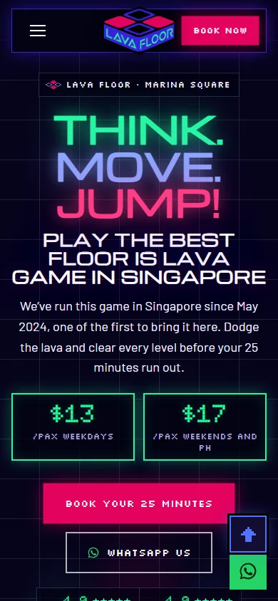 Lava Floor on a phone, the first screen