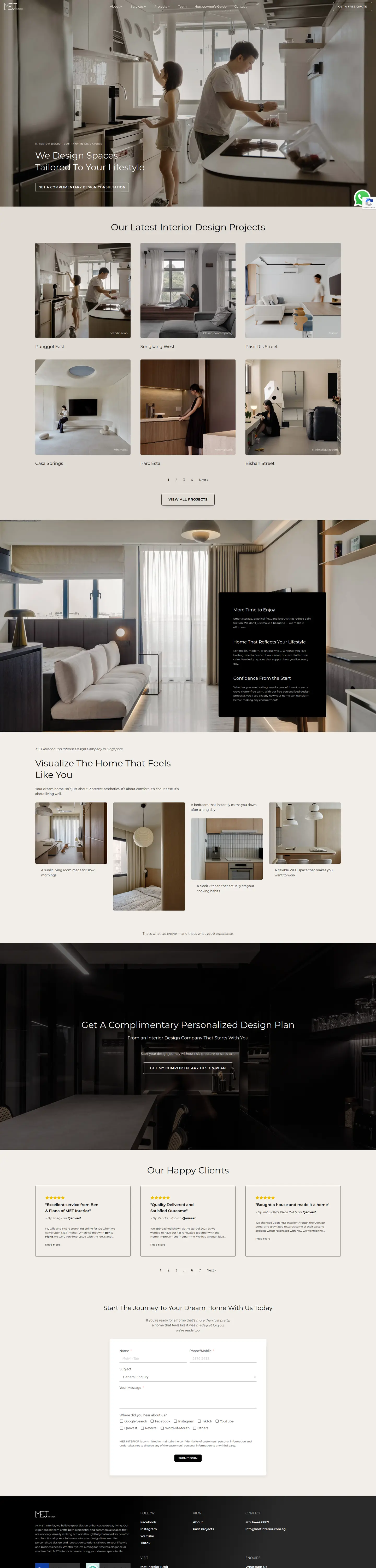 MET Interior full desktop website view