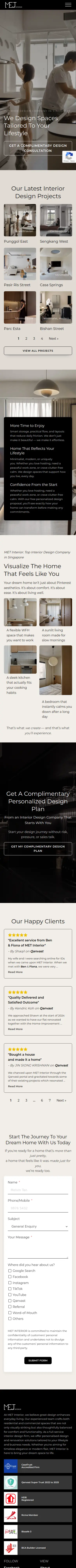 MET Interior full mobile website view