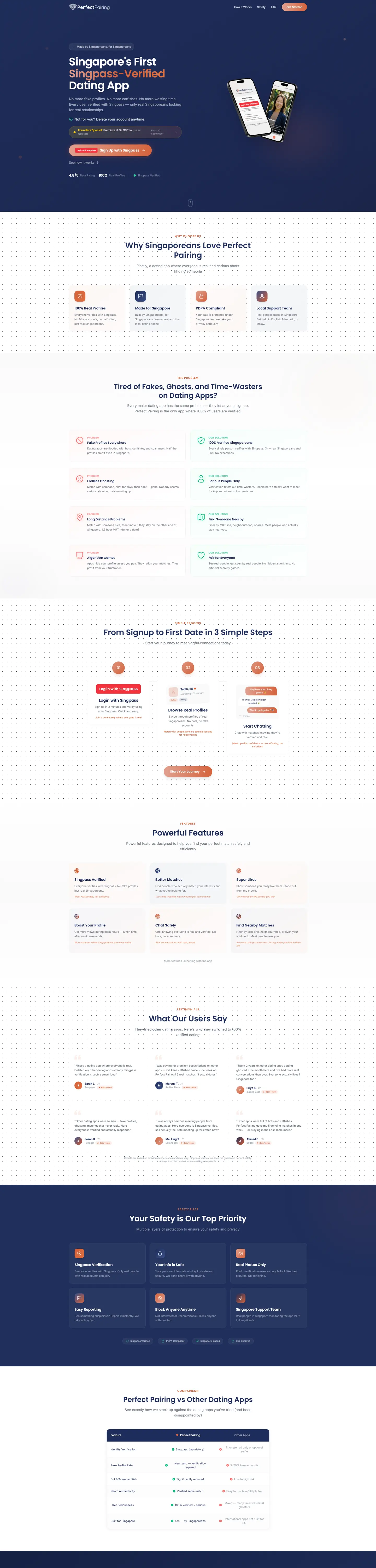 Perfect Pairing full desktop website view
