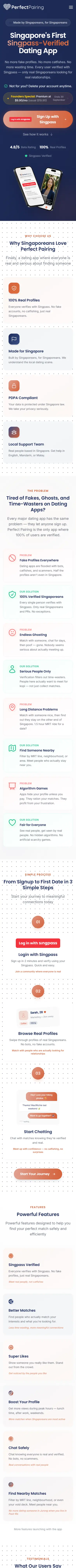 Perfect Pairing full mobile website view