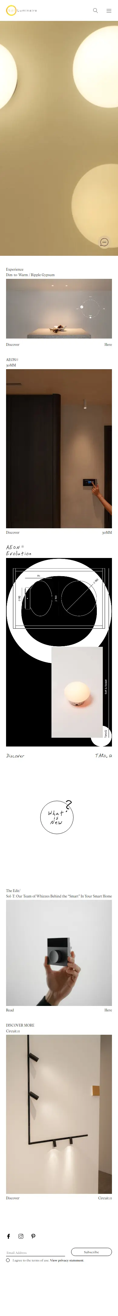 Sol Luminaire full mobile website view