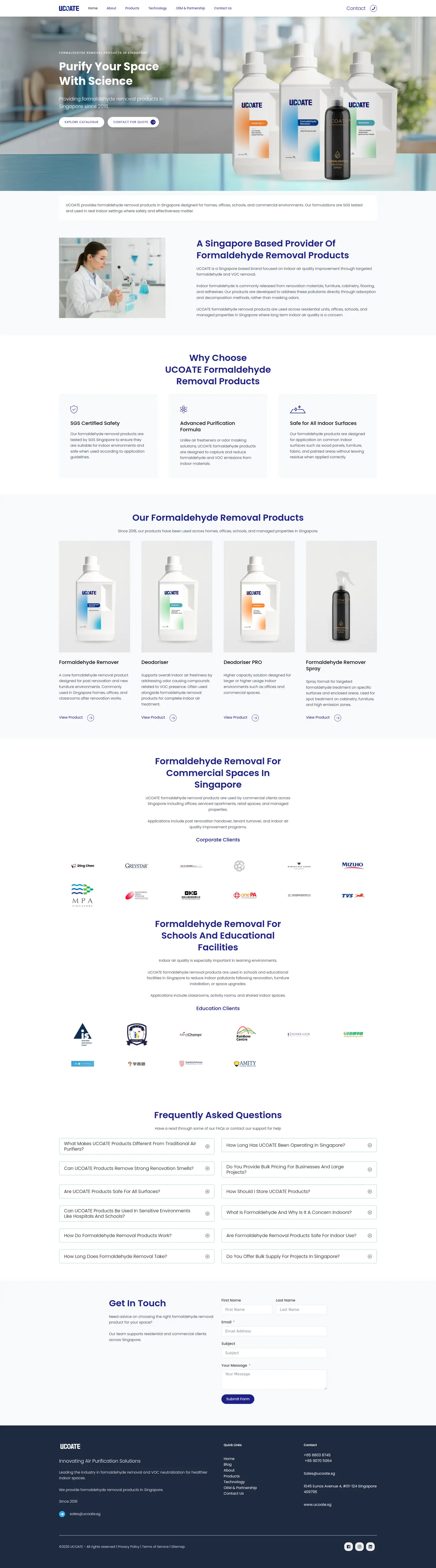 UCOATE full desktop website view